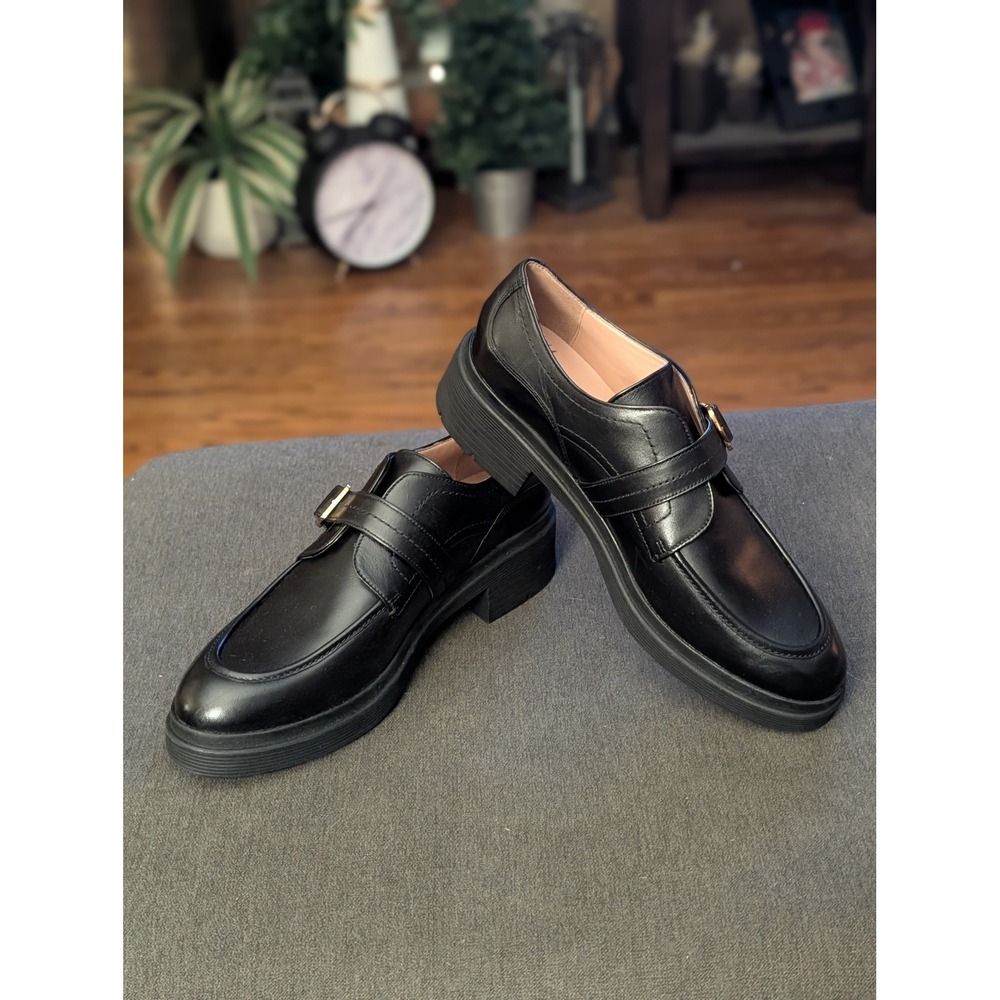 Cole Haan Womens 11 New Leather Monk Strap Loafers Chunky Lug Sole Oxford NWOT
